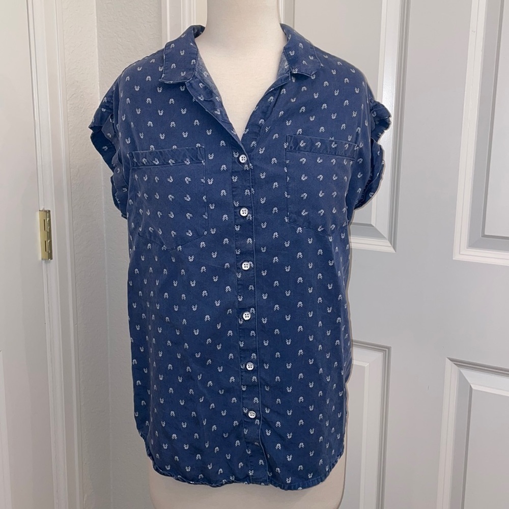 JACHS GIRLFRIEND super short sleeve collared button up in women’s small Small - Picture 2 of 10